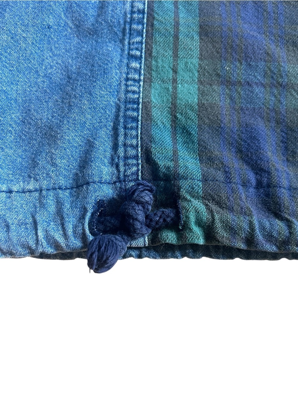 Vintage Marsha Sport Patchwork Denim Plaid Pullover 90s Grunge Top - Picture 10 of 14